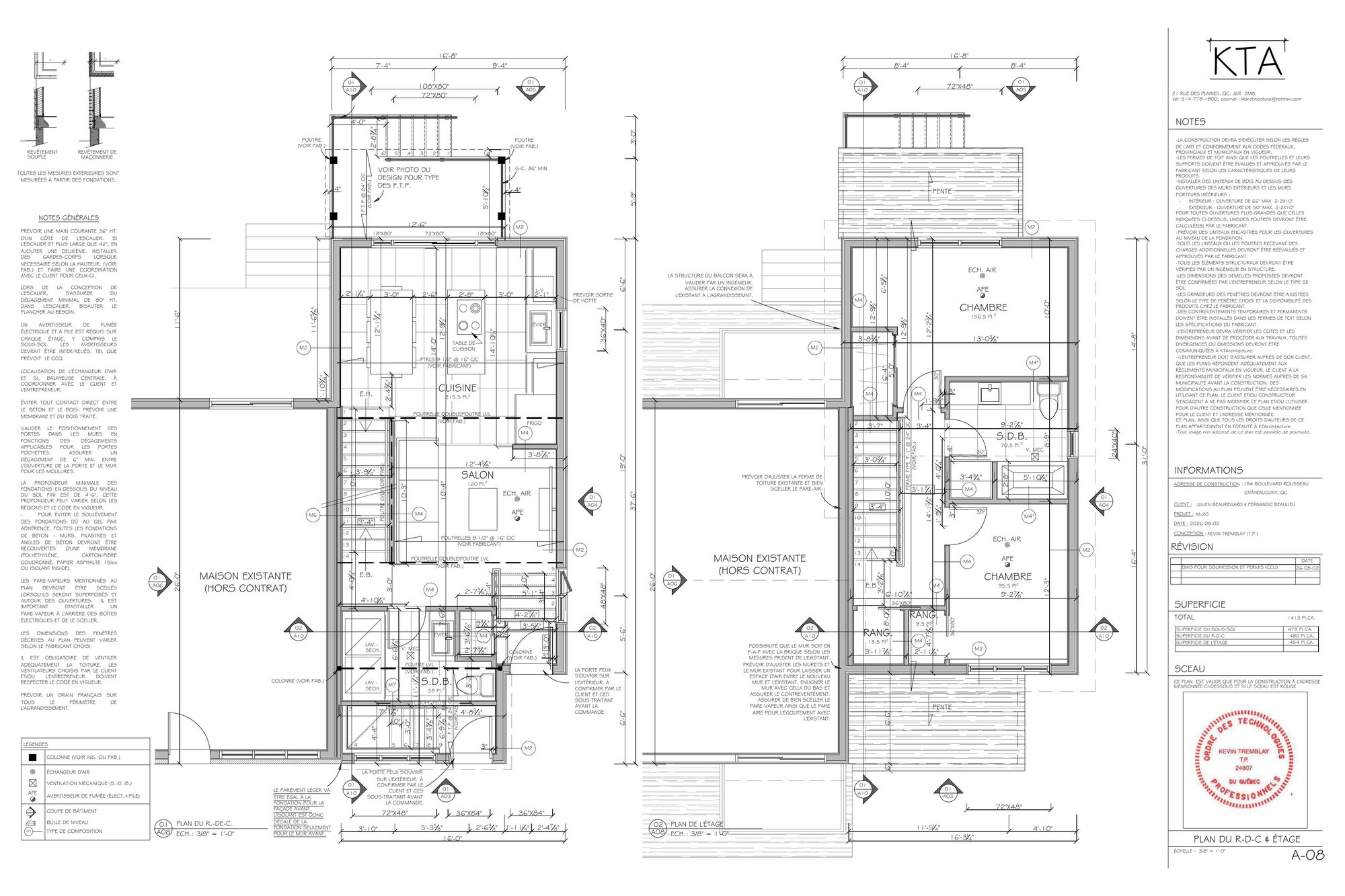 Plan d'architecture du projet Châteauguay