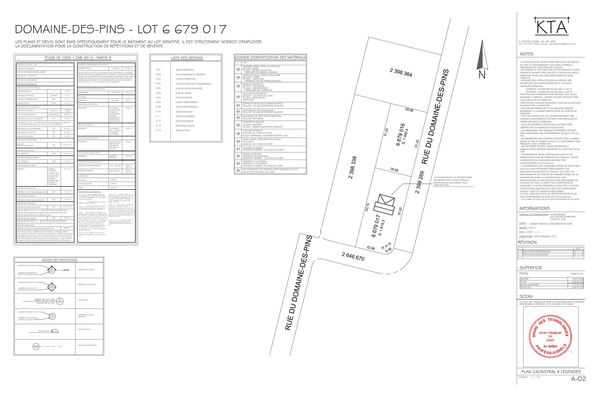 Plan d'architecture du projet Sainte-Justine-de-Newton