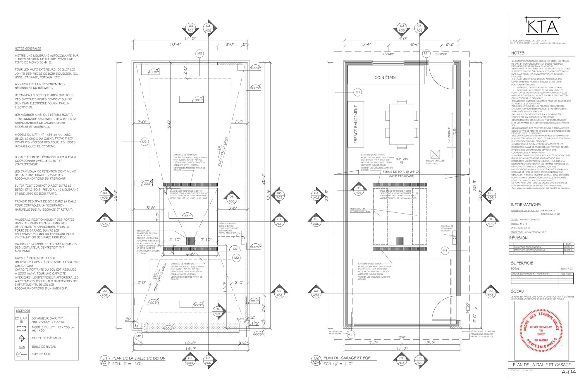 Plan d'architecture du projet 43 Rue Birtz