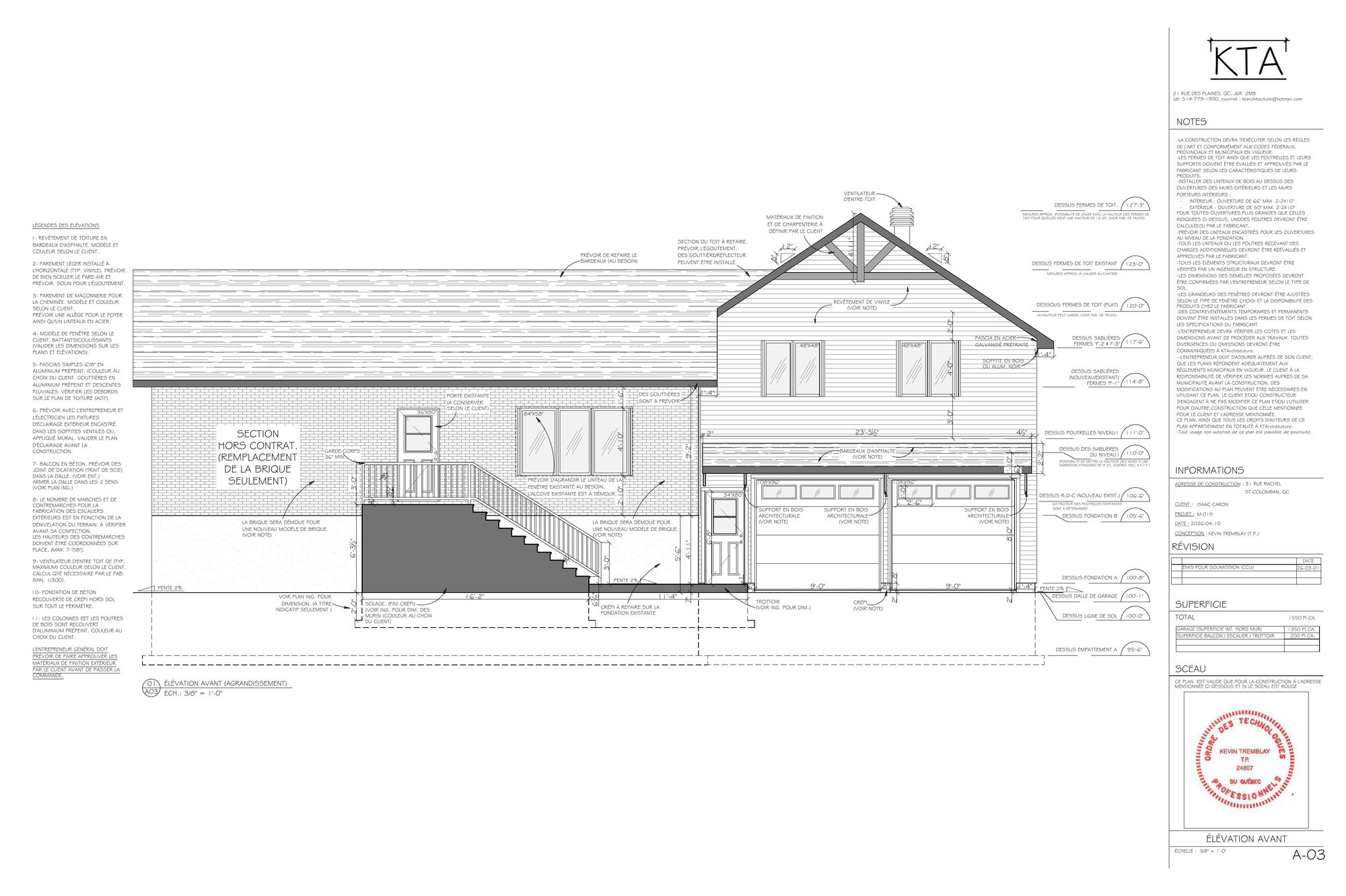 Plan d'architecture du projet Lot 1 670 267