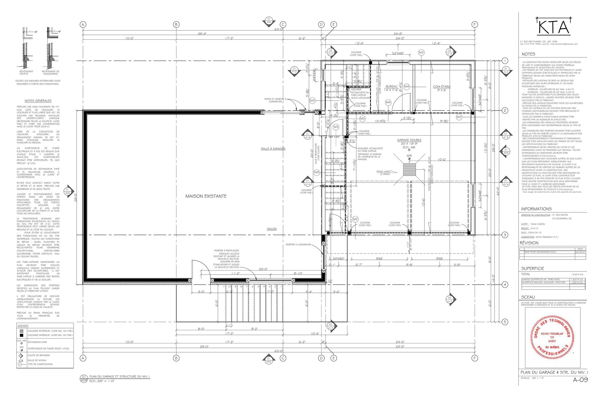 Plan d'architecture du projet Lot 1 670 267