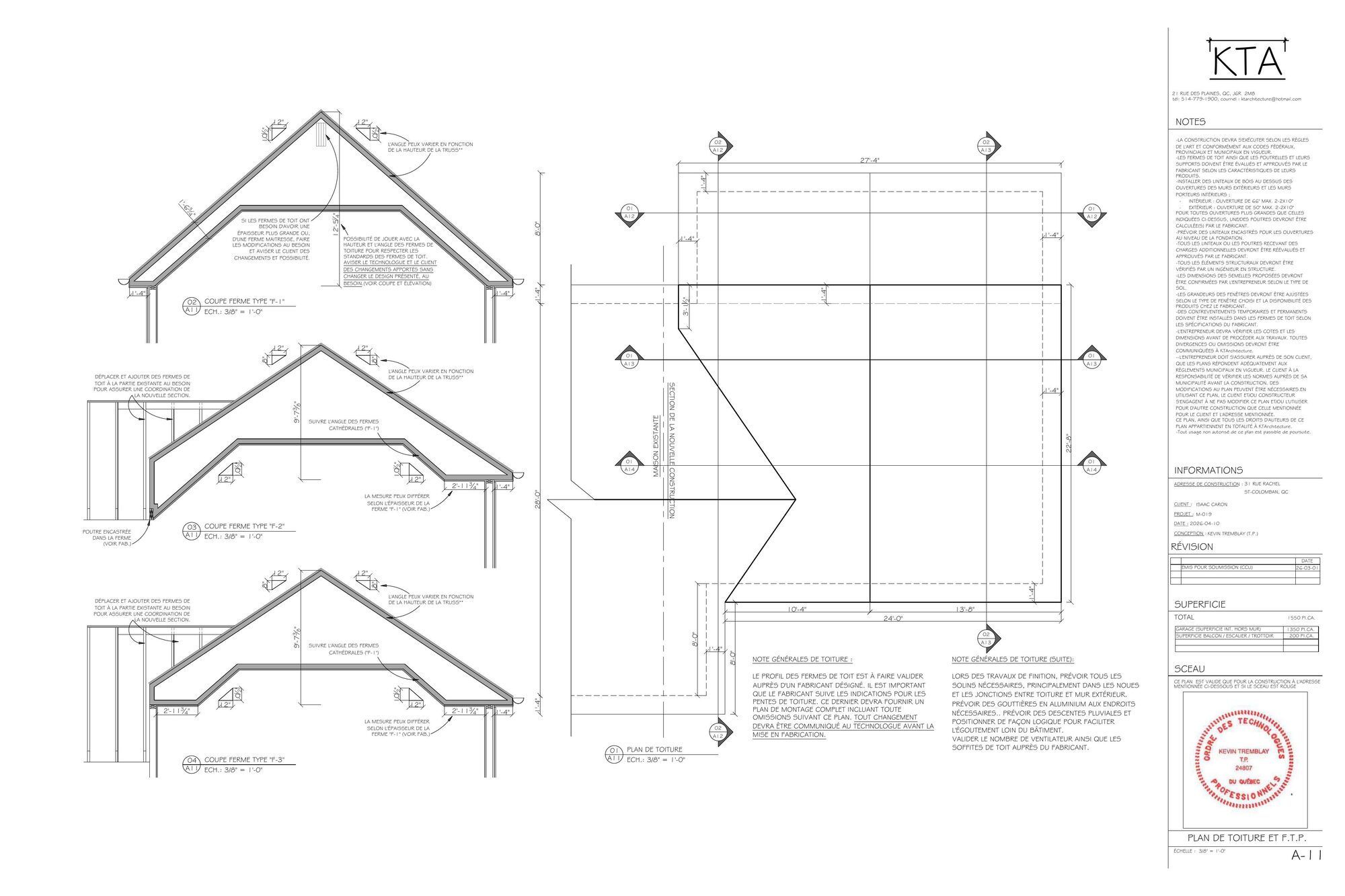 Plan d'architecture du projet Lot 1 670 267