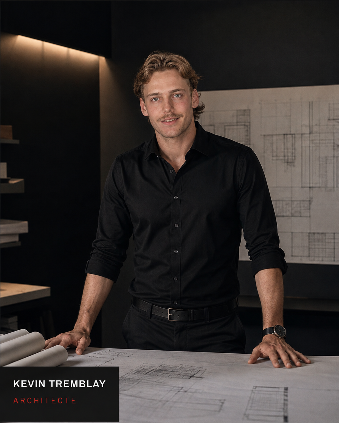 Kevin Tremblay, architecte, dans son atelier