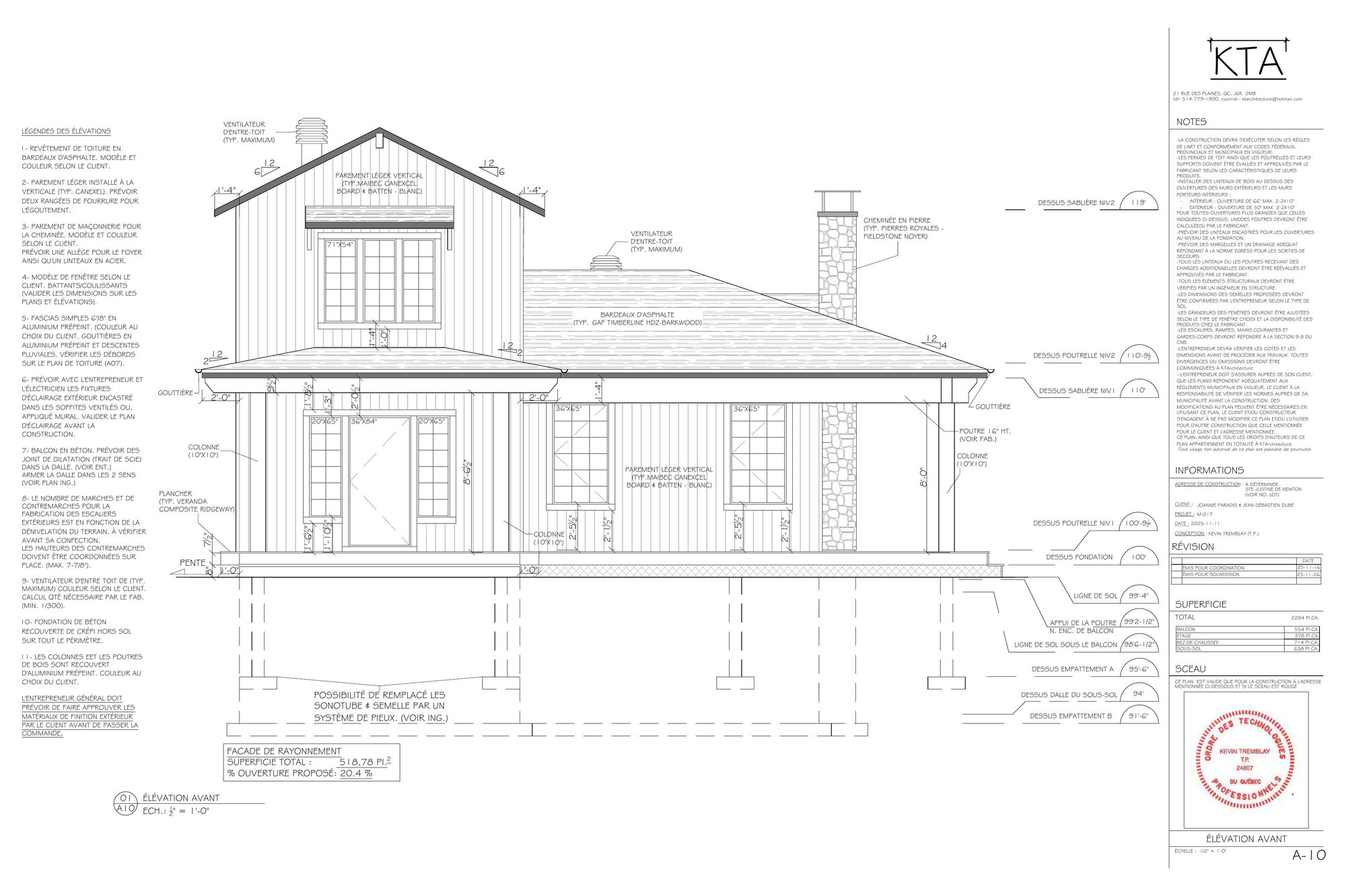 Plan d'architecture du projet Sainte-Justine-de-Newton