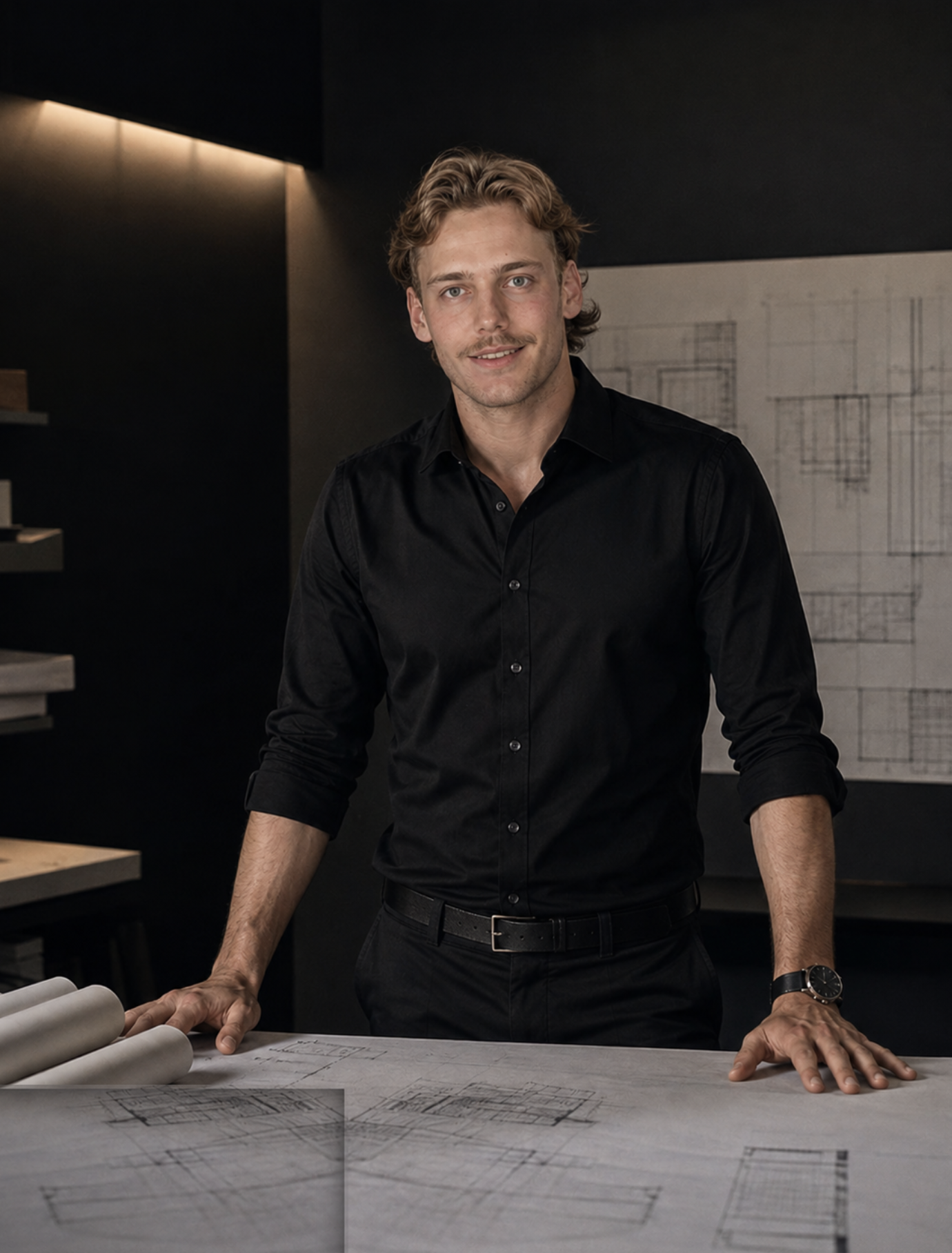 Kevin Tremblay, technologue en architecture, dans son atelier